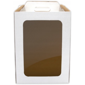 PAPPESKE TIL KAKE MED VINDU 28X28X35 CM PAKKE 10STK