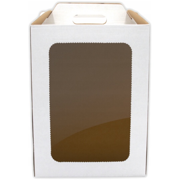 PAPPESKE TIL KAKE MED VINDU 28X28X35 CM PAKKE 10STK