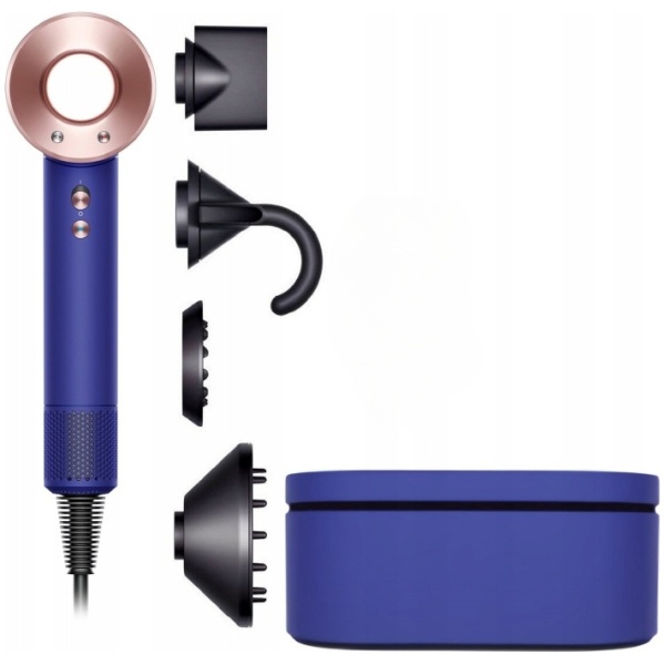 DYSON SUPERSONIC HÅRFØNER BLÅ/ROSEGULL 1600W HD08 MED ETUI