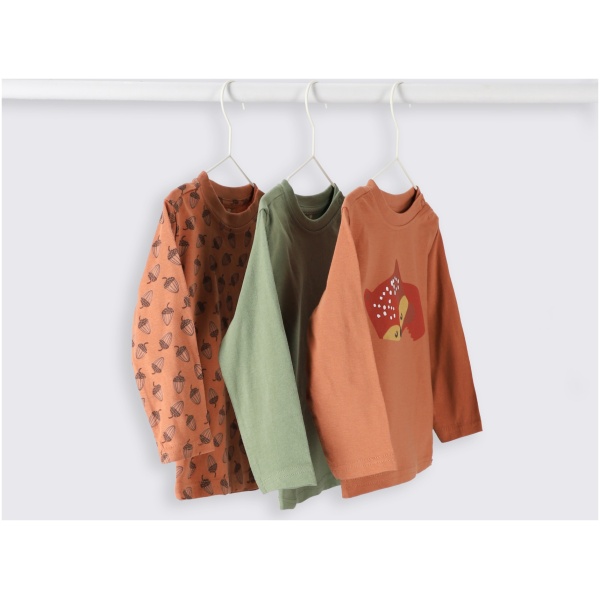 GUTT T-SKJORTE MED LANG ERM 3-PACK 92 MOKIDA