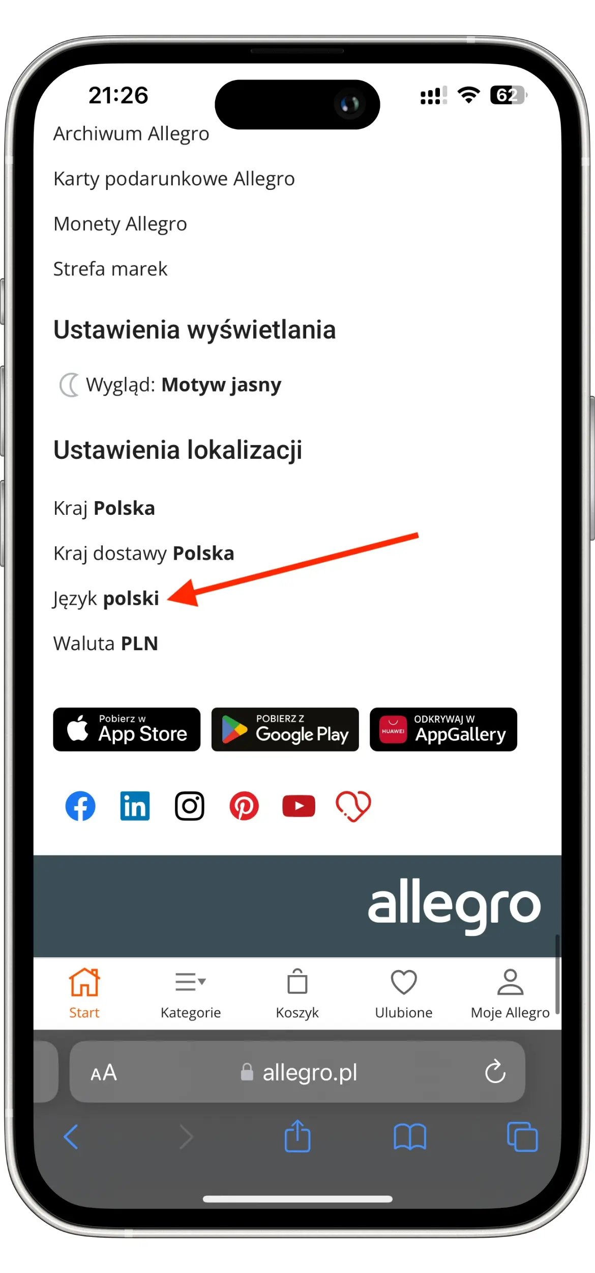 Hvordan endre Allegro til engelsk 1