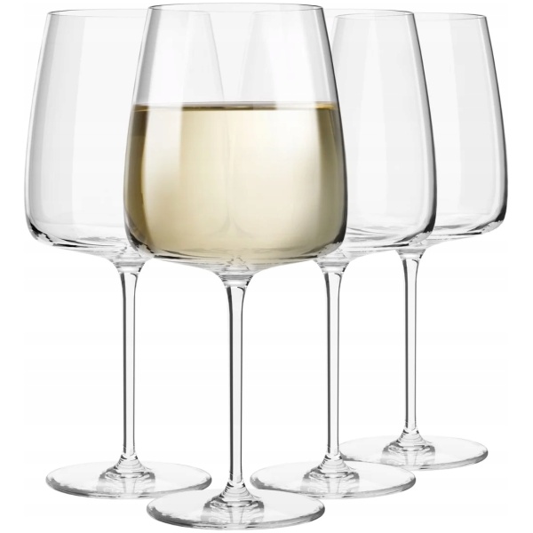 STORE MODERNE HVITVINSGLASS KROSNO – 4 STK