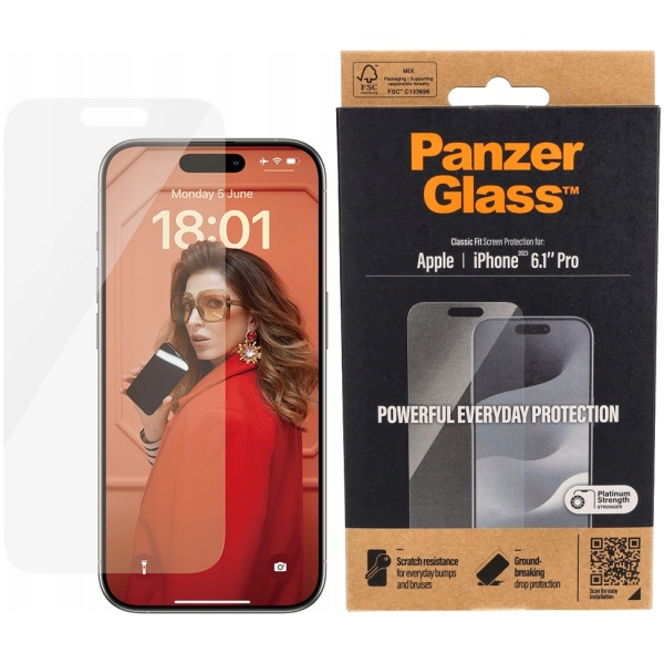 HERDET GLASS TIL IPHONE 15 PRO, PANSERGLASS