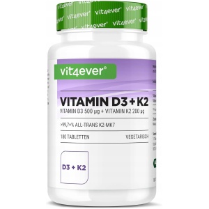 VEGAN D-VITAMIN D3 + K2 20000 DEPOT K2MK7 180 TABLETTER IMMUNSTØTTE VIT4EVER
