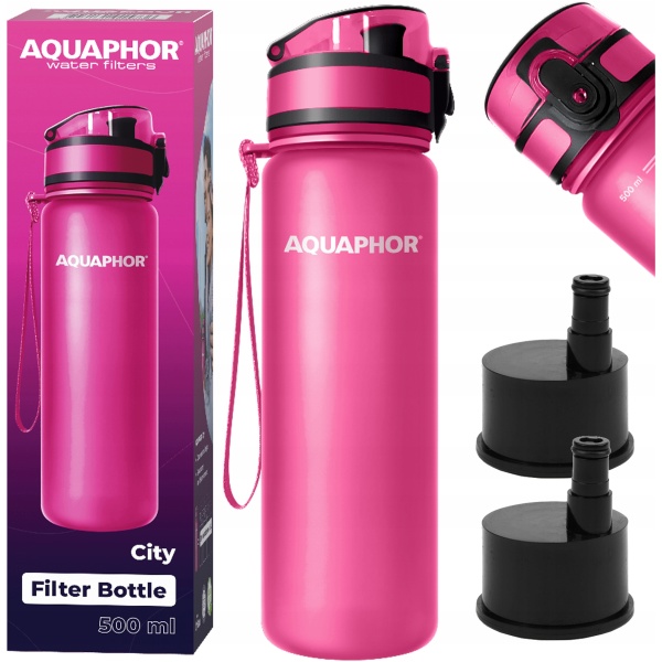 FILTERFLASKE AQUAPHOR CITY 500 ML ROSA + 2 FILTER